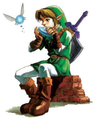 Link playing ocarina
